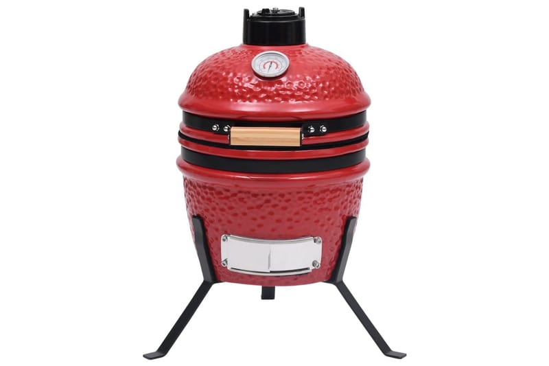 Kullgrill med röyker Kamado keramisk 56 cm röd - Röd - Grilltilbehør - Røyk & røykgriller