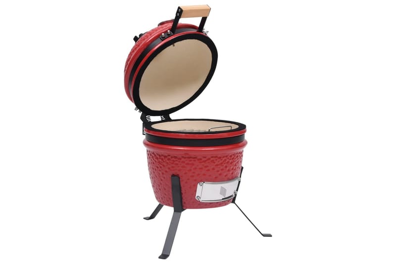 Kullgrill med röyker Kamado keramisk 56 cm röd - Röd - Hage - Griller - Grilltilbehør