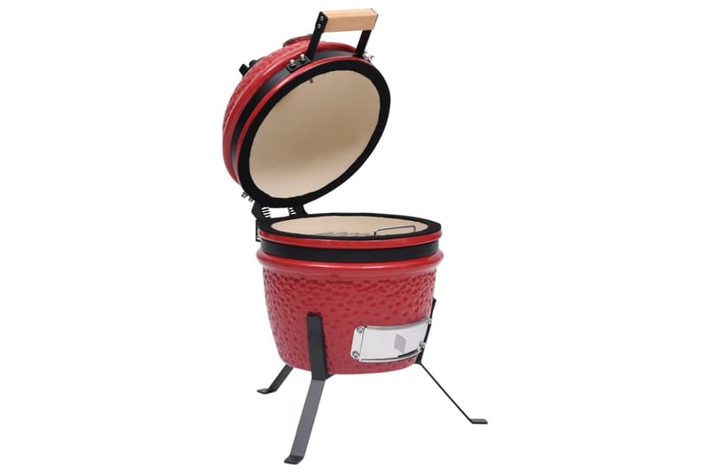 Kullgrill med röyker Kamado keramisk 56 cm röd - Röd - Grilltilbehør - Røyk & røykgriller