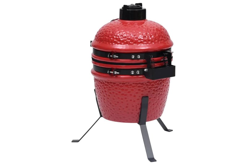 Kullgrill med röyker Kamado keramisk 56 cm röd - Röd - Grilltilbehør - Røyk & røykgriller