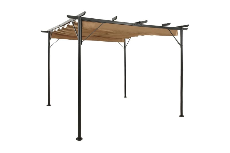 Pergola med uttrekkbart tak gråbrun 3x3 m stål 180 g/m² - Taupe - Grilltelt - Pergola