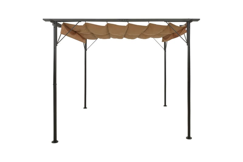 Pergola med uttrekkbart tak gråbrun 3x3 m stål 180 g/m² - Taupe - Hagemøbler - Solbeskyttelse - Pergola