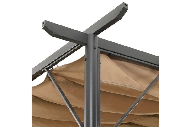 Pergola med uttrekkbart tak gråbrun 3x3 m stål 180 g/m² - Taupe - Hagemøbler - Solbeskyttelse - Pergola