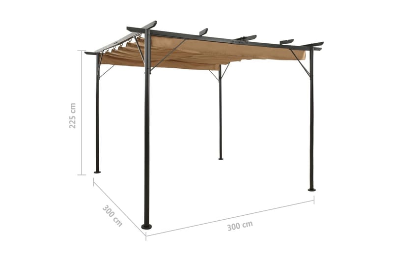 Pergola med uttrekkbart tak gråbrun 3x3 m stål 180 g/m² - Taupe - Hagemøbler - Solbeskyttelse - Pergola