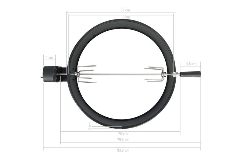 Rotisseriesett grill 57 cm svart - Svart - Hage - Griller - Grilltilbehør - Grillstativ & rotisseri