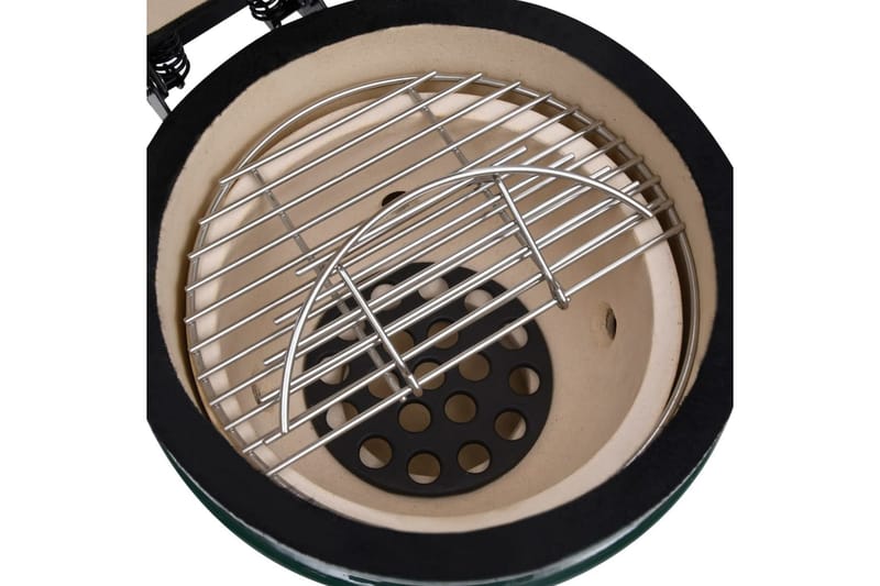 Kullgrill med röyker Kamado keramisk 56 cm grönn - grönn - Hage - Griller - Røyk & røykgriller