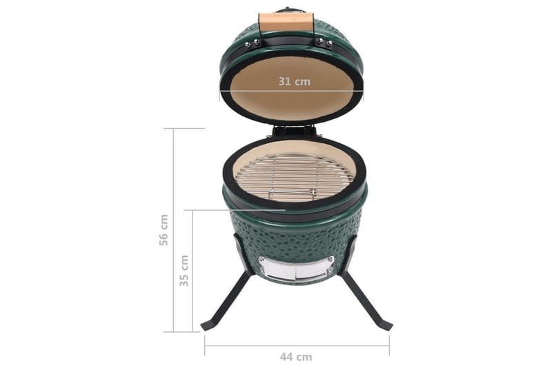 Kullgrill med röyker Kamado keramisk 56 cm grönn - grönn - Grilltilbehør - Røyk & røykgriller