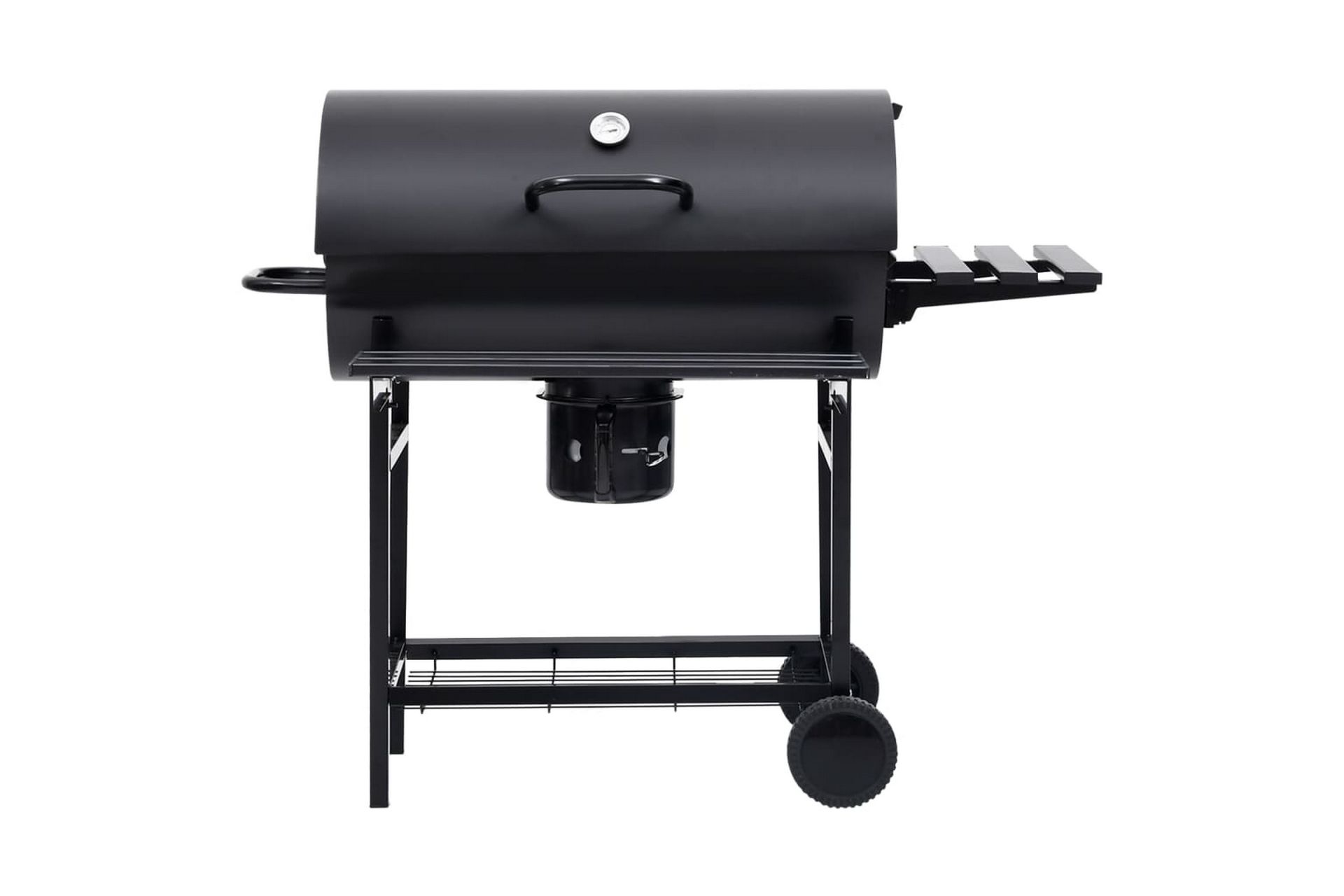 Tønnegrill med hjul og hyller svart stål 115x85x95 cm - Svart - Hage - Griller - Kullgrill