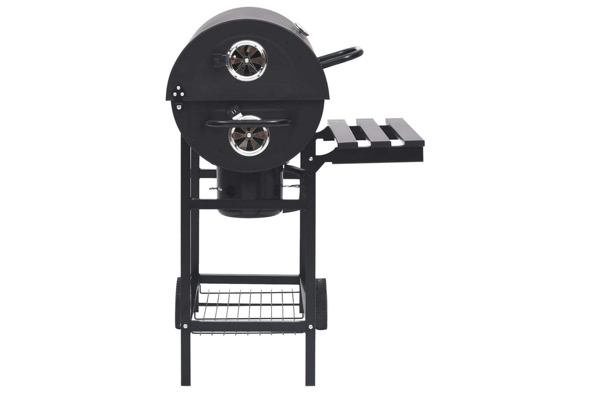 Tønnegrill med hjul og hyller svart stål 115x85x95 cm - Svart - Hage - Griller - Kullgrill