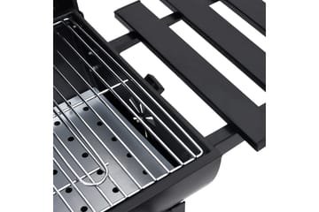 Tønnegrill med hjul og hyller svart stål 115x85x95 cm - Svart - Hage - Griller - Kullgrill