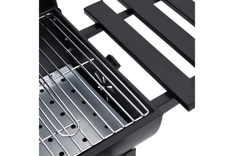 Tønnegrill med hjul og hyller svart stål 115x85x95 cm - Svart - Kullgrill - Grilltønner