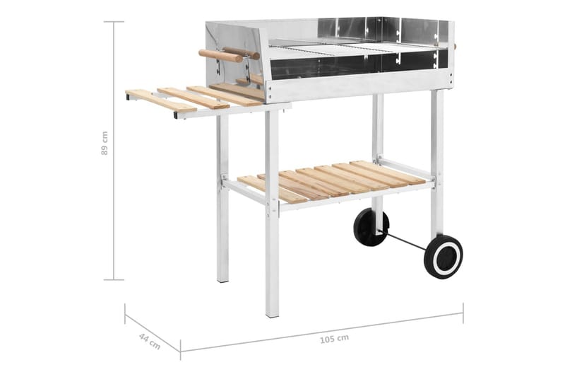 XXL Kullgrill med hjul og 2 hyller rustfritt stål - Hage - Griller - Kullgrill - Kulegrill