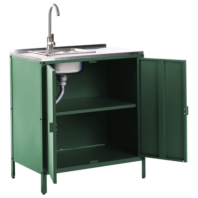 2-delt utekjøkken med vask 2 dører Vilama - Grønn, Sølv - Hage - Griller - Utekjøkken - Komplette utekjøkken