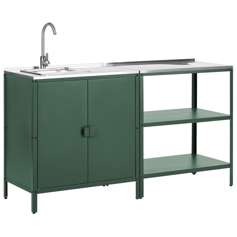 2-delt utekjøkken med vask 2 dører Vilama - Grønn, Sølv - Hage - Griller - Utekjøkken - Komplette utekjøkken