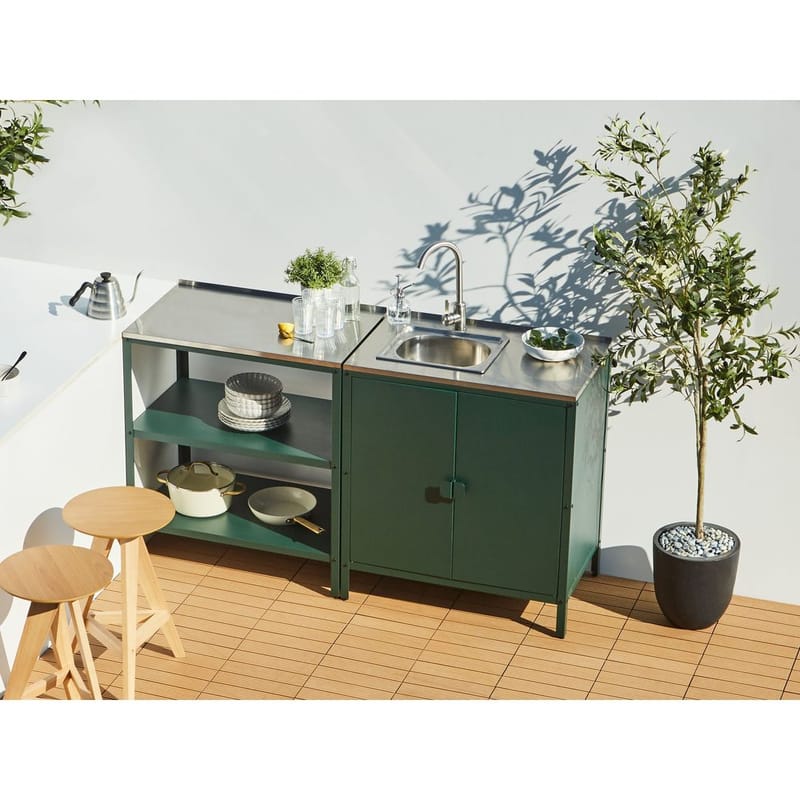 2-delt utekjøkken med vask 2 dører Vilama - Grønn, Sølv - Hage - Griller - Utekjøkken - Komplette utekjøkken