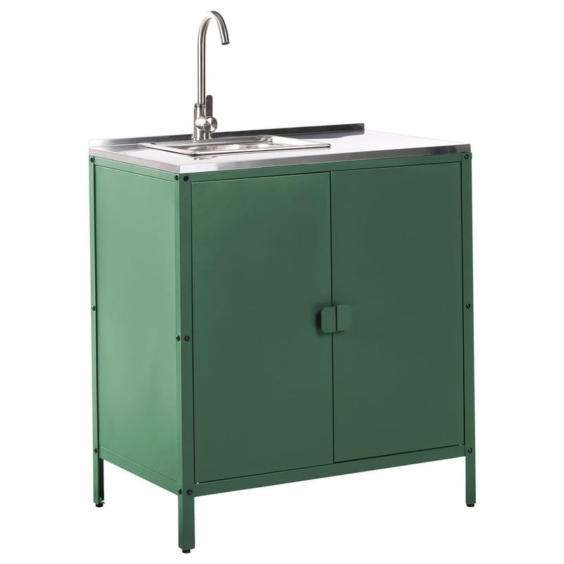 2-delt utekjøkken med vask 2 dører Vilama - Grønn, Sølv - Hage - Griller - Utekjøkken - Komplette utekjøkken