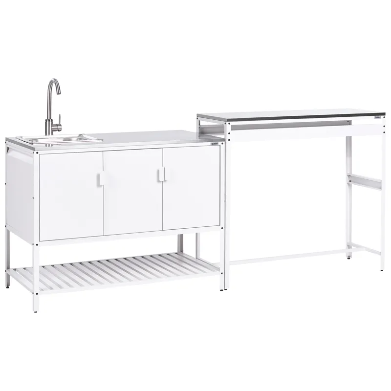 2-delt utekjøkken med vask Maenza, Hvit/svart