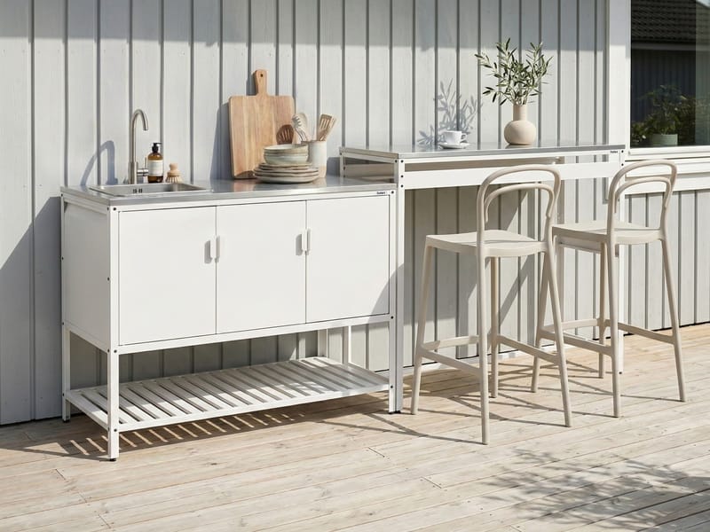 2-delt utekjøkken med vask Maenza - Hvit/svart - Hage - Griller - Utekjøkken - Komplette utekjøkken