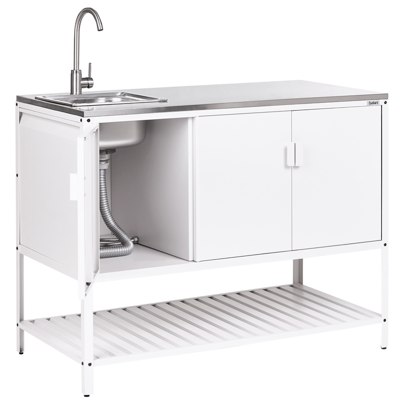 2-delt utekjøkken med vask Maenza - Hvit/svart - Hage - Griller - Utekjøkken - Komplette utekjøkken