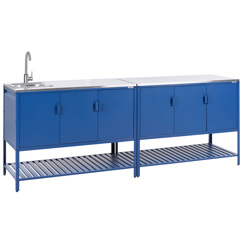 2-delt utekjøkken med vask Maenza Stål, Blå/Sølv