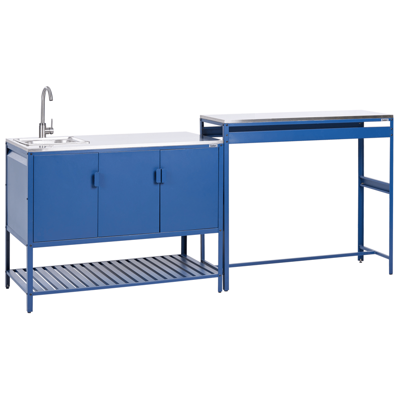 2-delt utekjøkken med vask Maenza Stål, Blå/Sølv