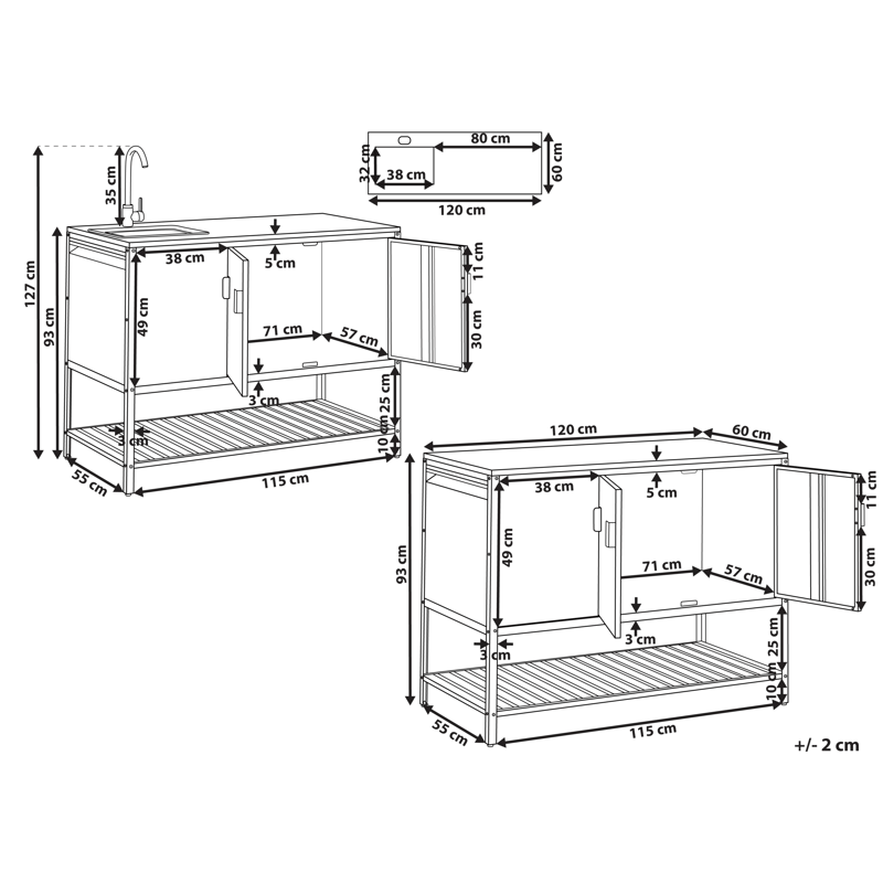 2-delt utekjøkken med vask Maenza Stål - Blå/Sølv - Hage - Griller - Utekjøkken - Komplette utekjøkken