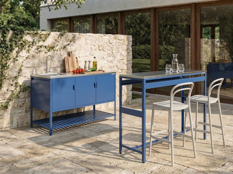 2-delt utekjøkken med vask Maenza Stål - Blå/Sølv - Hage - Griller - Utekjøkken - Komplette utekjøkken
