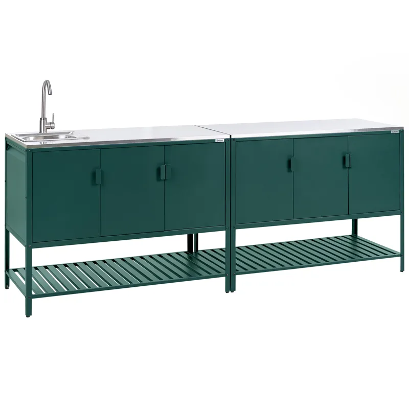 2-delt utekjøkken med vask Maenza Stål, Grønn/Svart