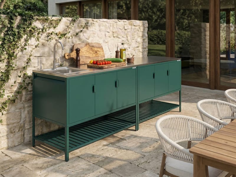 2-delt utekjøkken med vask Maenza Stål - Grønn/Svart - Hage - Griller - Utekjøkken - Komplette utekjøkken