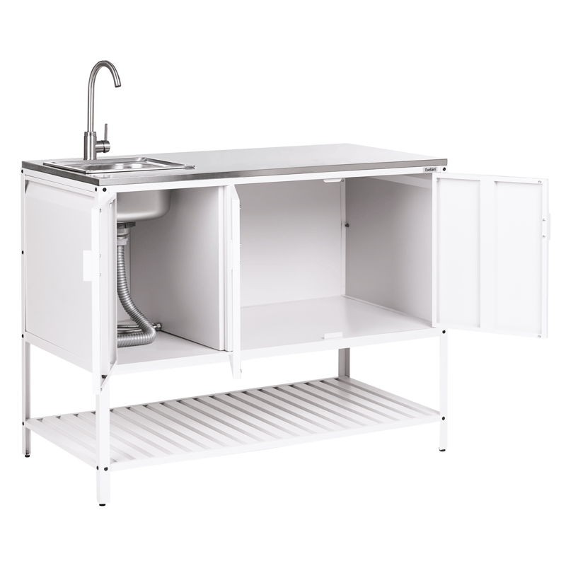 2-delt utekjøkken med vask Maenza Stål - Hvit/svart - Hage - Griller - Utekjøkken - Komplette utekjøkken