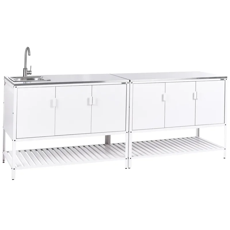 2-delt utekjøkken med vask Maenza Stål, Hvit/svart