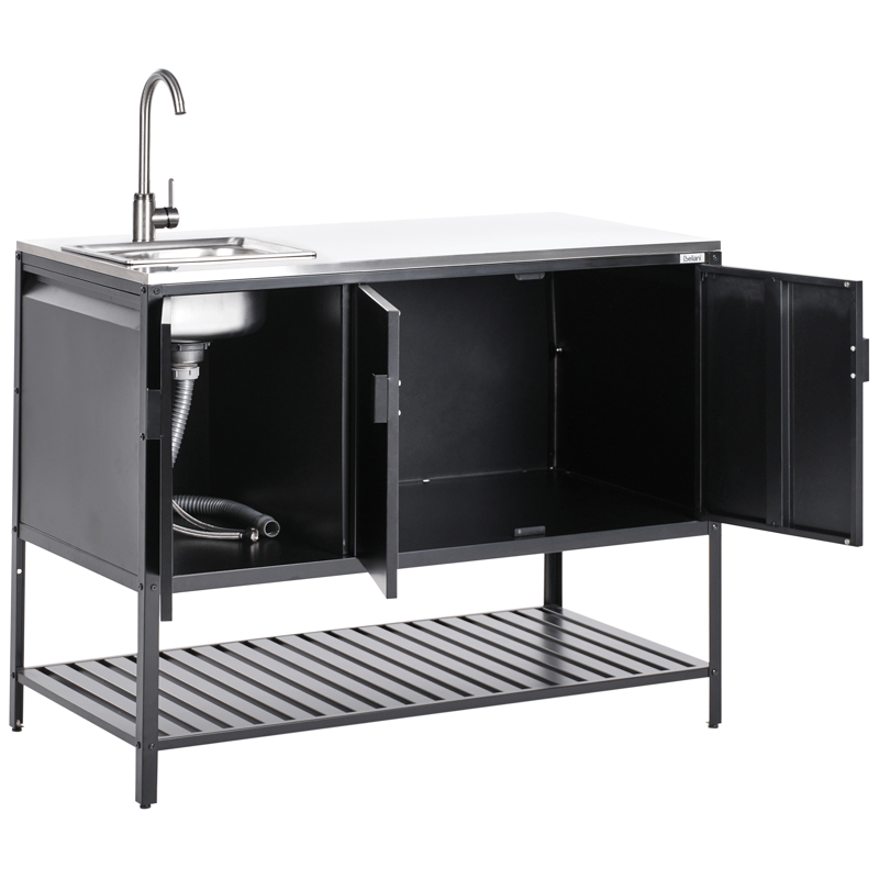2-delt utekjøkken med vask Maenza Stål - Svart - Hage - Griller - Utekjøkken - Komplette utekjøkken
