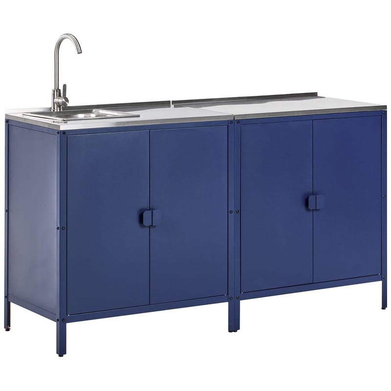 2-delt utekjøkken med vask Vilama, Blå, Sølv