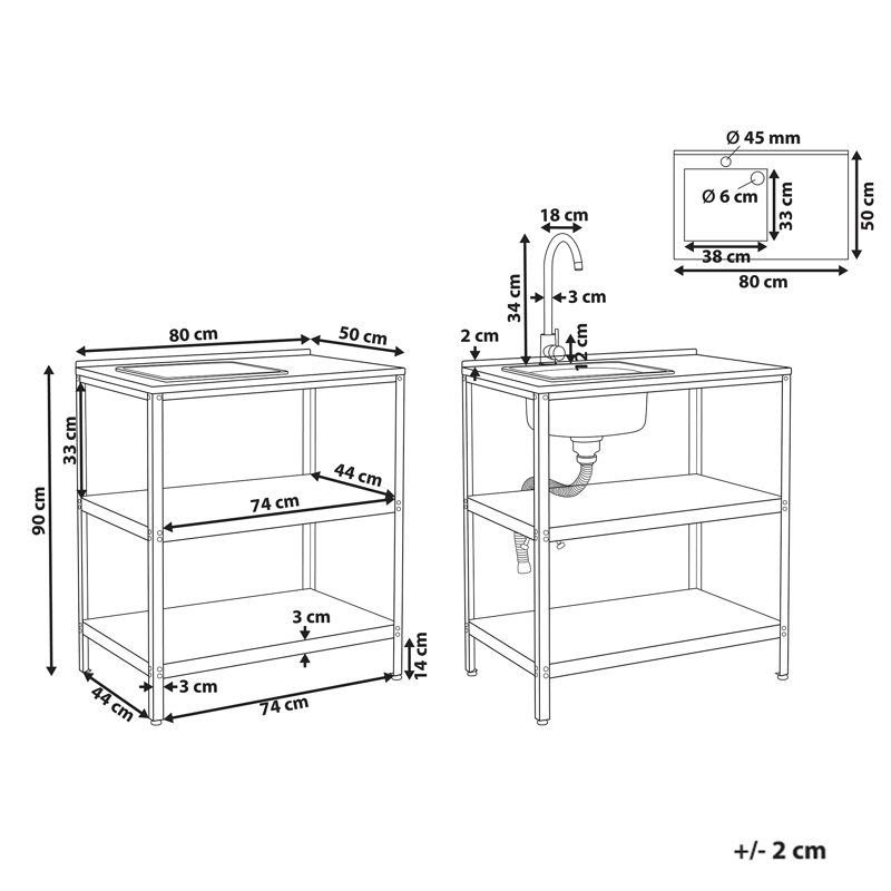 2-delt utekjøkken med vask Vilama Stål - Rød/Sølv - Hage - Griller - Utekjøkken - Komplette utekjøkken