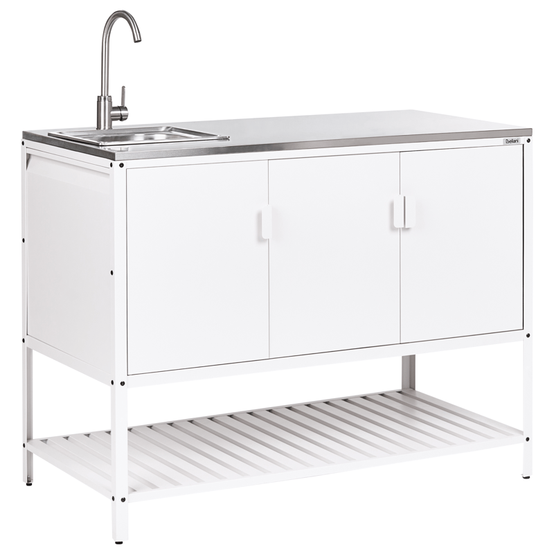 3-delt utekjøkken med vask Maenza Stål - Hvit/Svart - Hage - Griller - Utekjøkken - Komplette utekjøkken