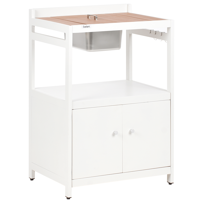 3-delt utekjøkken med vask Ortisei Aluminium - Hvit/Brun - Hage - Griller - Utekjøkken - Komplette utekjøkken