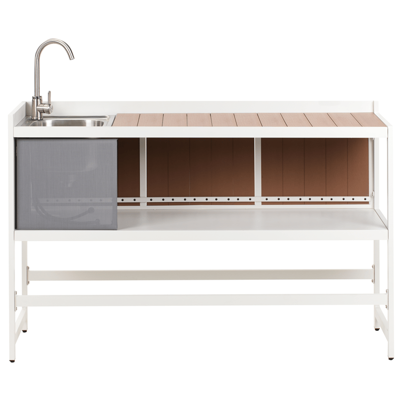 3-delt utekjøkken med vask Ortisei Aluminium - Hvit/Brun - Hage - Griller - Utekjøkken - Komplette utekjøkken