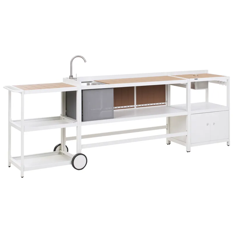 3-delt utekjøkken med vask Ortisei Aluminium, Hvit/Brun