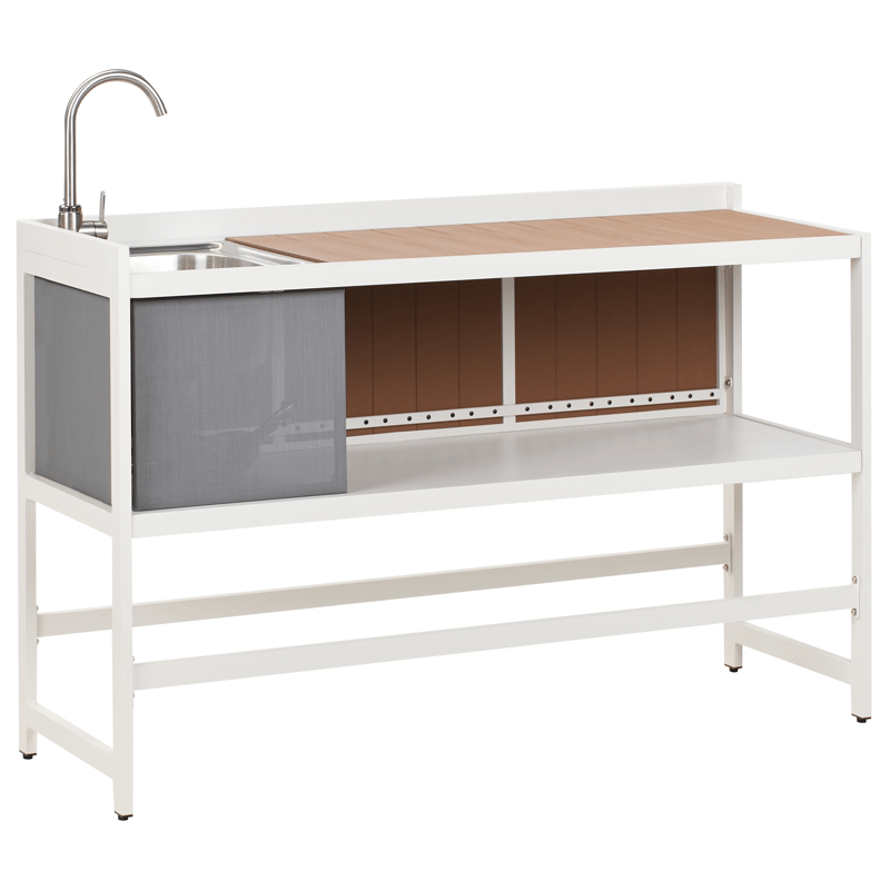 3-delt utekjøkken med vask Ortisei Aluminium - Hvit/Brun - Hage - Griller - Utekjøkken - Komplette utekjøkken