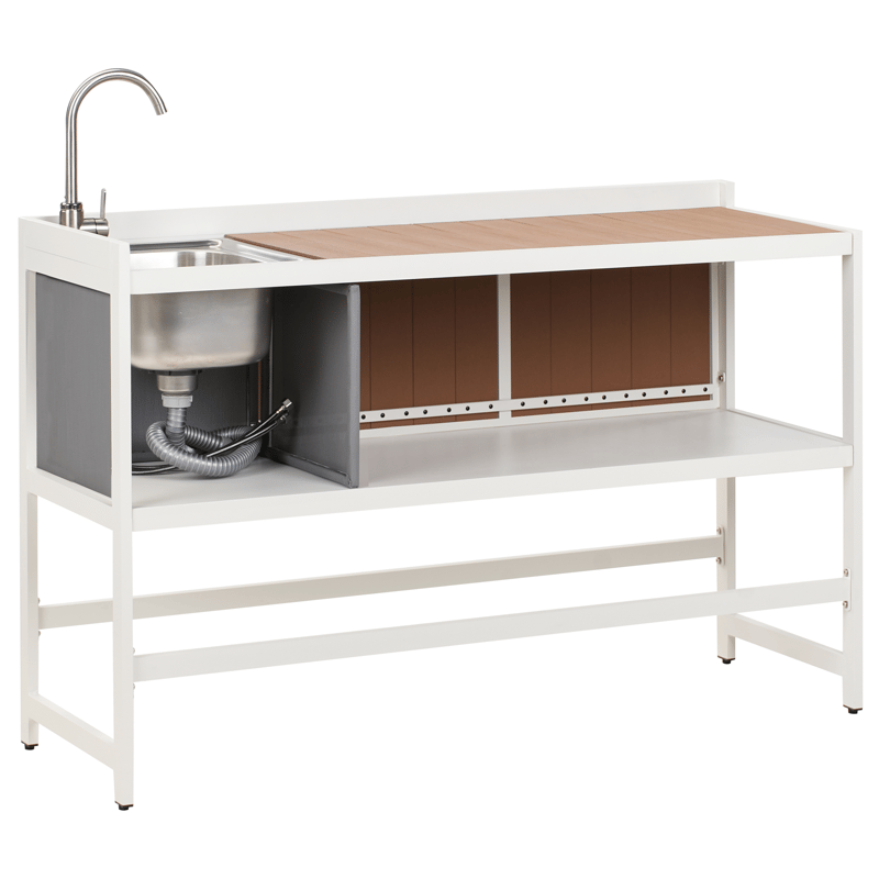 3-delt utekjøkken med vask Ortisei Aluminium - Hvit/Brun - Hage - Griller - Utekjøkken - Komplette utekjøkken