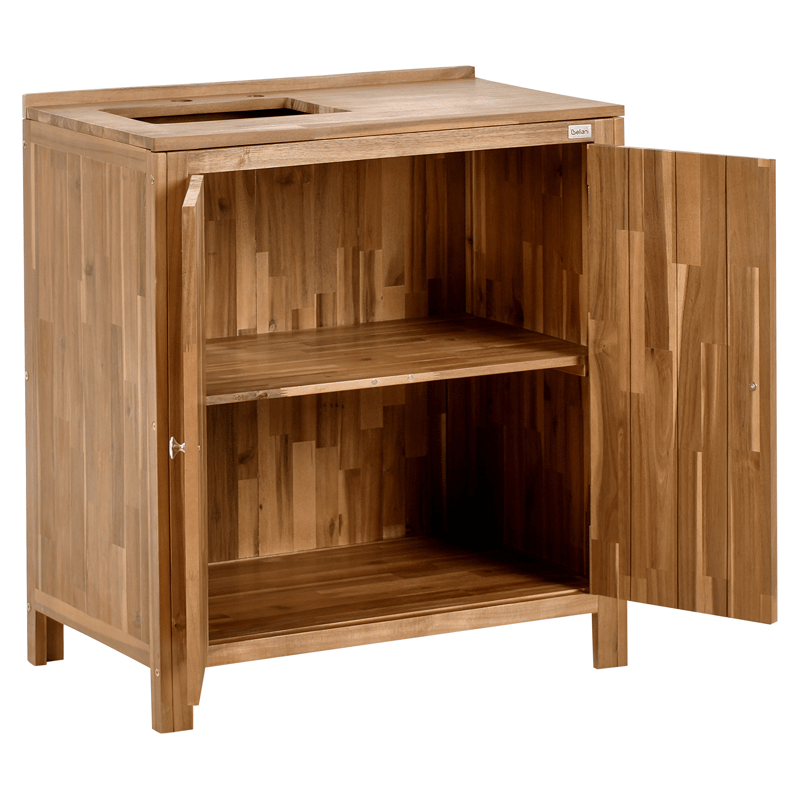 3-delt utekjøkken med vask Venosa akasietre - Brun/sølv - Hage - Griller - Utekjøkken - Komplette utekjøkken