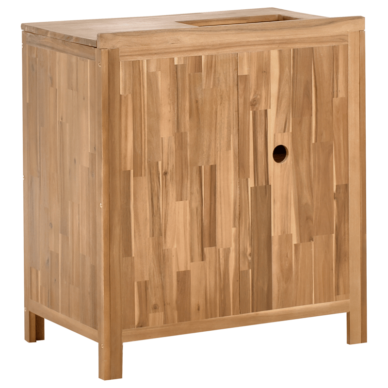 3-delt utekjøkken med vask Venosa akasietre - Brun/Sølv/Svart - Hage - Griller - Utekjøkken - Komplette utekjøkken