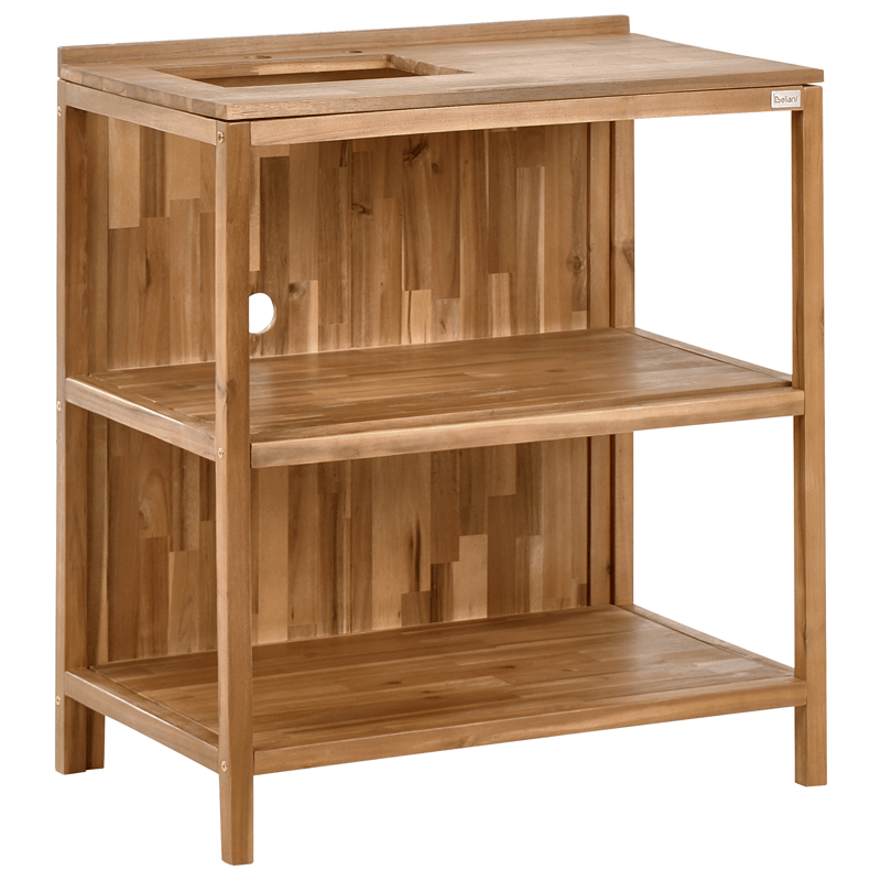 3-delt utekjøkken med vask Venosa akasietre - Brun/Svart/Sølv - Hage - Griller - Utekjøkken - Komplette utekjøkken