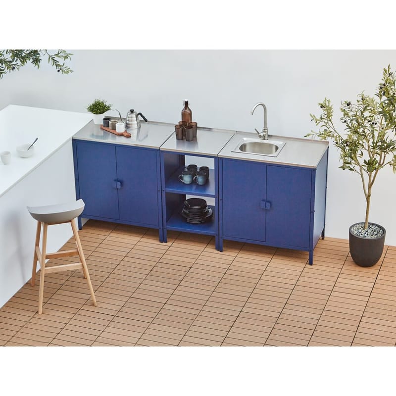 3-delt utekj cken med vask 4 da8rer Vilama - Blå, Sølv - Hage - Griller - Utekjøkken - Komplette utekjøkken