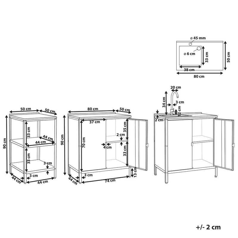3-delt utekj cken med vask 4 da8rer Vilama - Blå, Sølv - Hage - Griller - Utekjøkken - Komplette utekjøkken