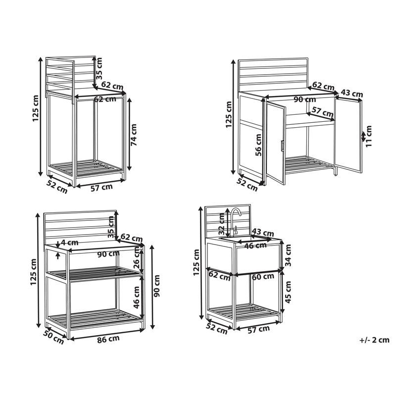 4-delt utekjøkken med vask Mirador kunstrotting - Grå/Beige - Hage - Griller - Utekjøkken - Komplette utekjøkken