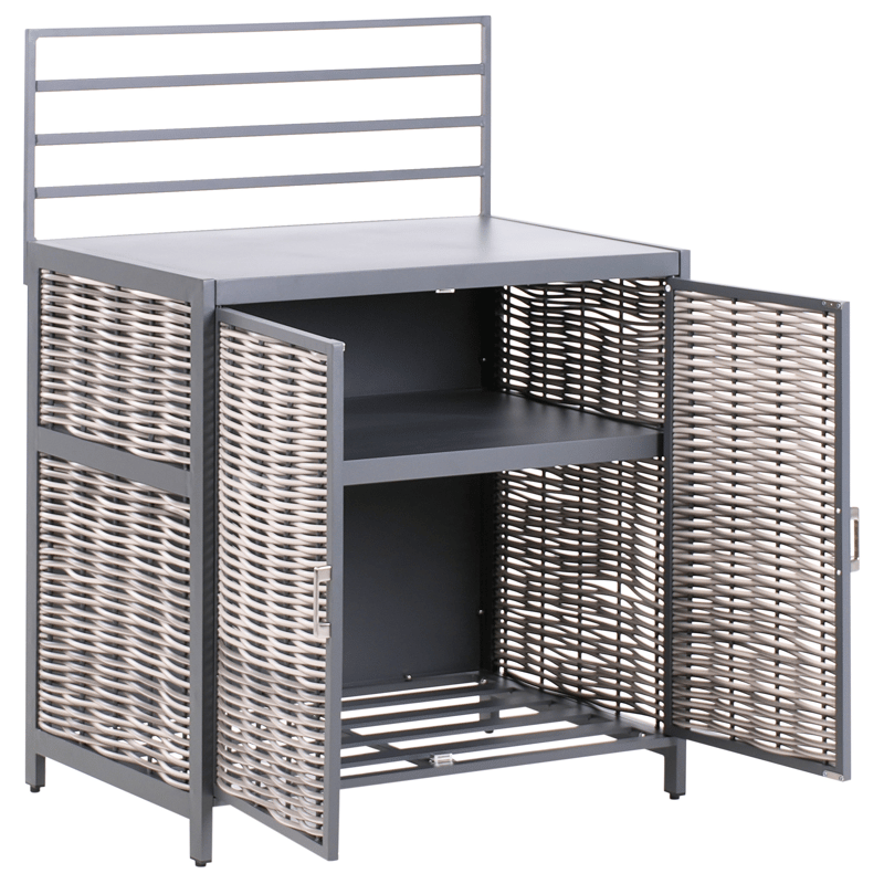 4-delt utekjøkken med vask Mirador kunstrotting - Grå/Beige - Hage - Griller - Utekjøkken - Komplette utekjøkken