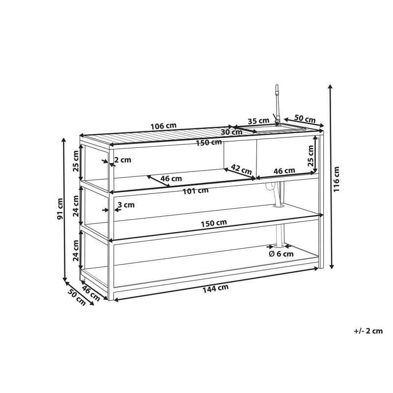 Kjøkkenøy med vask for utendørsbruk Avetrana - Hvit/Brun - Hage - Griller - Utekjøkken - Komplette utekjøkken