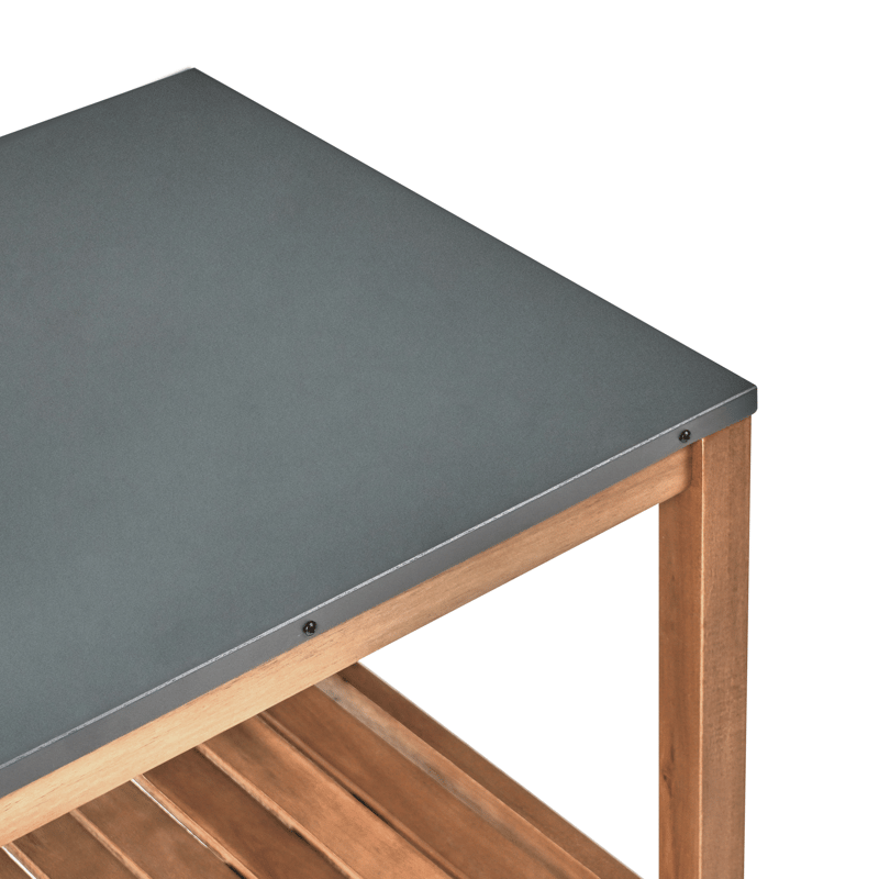 Kjøkkenøy med vask for utendørsbruk Brucoli akasietre - Brun/grå/svart/sølv - Hage - Griller - Utekjøkken - Komplette utekjøkken