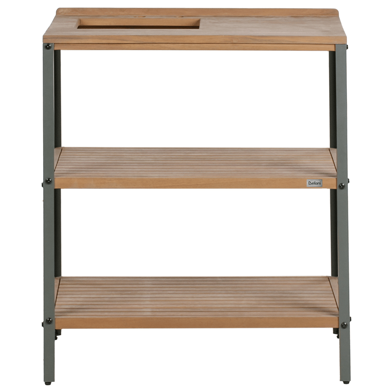 Kjøkkenøy med vask for utendørsbruk Ivrea akasietre - Brun/Grå/Sølv - Hage - Griller - Utekjøkken - Komplette utekjøkken